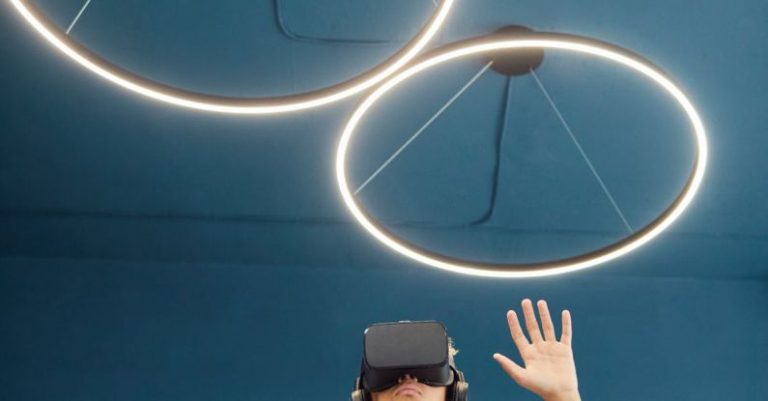 Innovation Future - Boy standing in VR headset