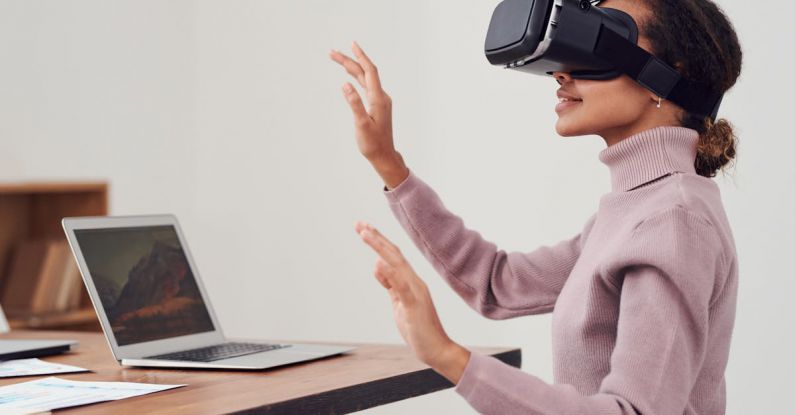Entertainment Future - Woman Using Virtual Reality Goggles