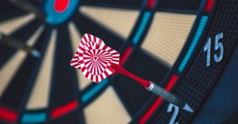 Sports Data - Red and White Dart on Darts Board